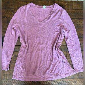 LOFT Mauve V-Neck Long Sleeve Blouse